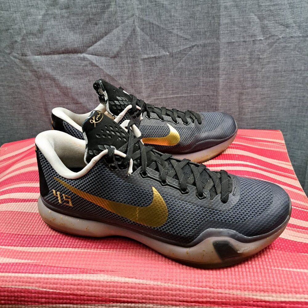%Nike Kobe 10 Low Nike iD (777411 992) Shoes Size 13 Black Gold Number 45 ( A4 )